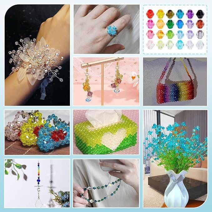 PH PandaHall 5808pcs Faceted Crystal Beads 4mm Acrylic Bicone Beads 24 Colors - Image 5