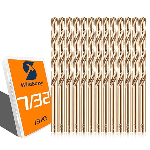 Cobalt Drill Bit Set 7/32" - 13PCS, M35 Twist Drill Bits Straight Shank, 7/32" High Speed Steel Drill Bits for Drilling in Hard Metal, Stainless Steel, Cast Iron
