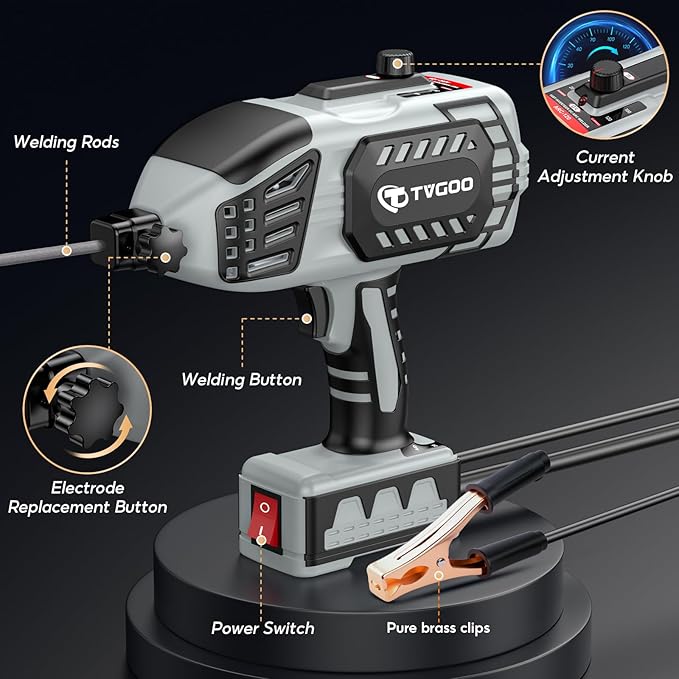 Portable Handheld Welding Machine - 110V IGBT Inverter Handheld Welder, 20-120A ARC Adjustable Current, Hot Start & Anti-Stick for 3/32"-1/8" Welding Rods(Grey)