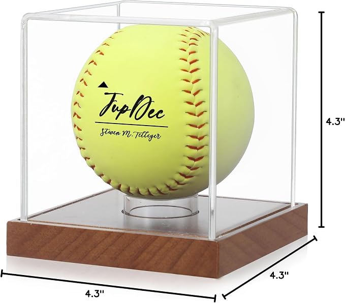 JupDec Softball Display Case Clear Acrylic Ball Holder, UV Protected Cube - Image 7
