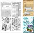 GLOBLELAND Books Clear Stamps Library Card Silicone Clear Stamp Reading List by GLOBLELAND