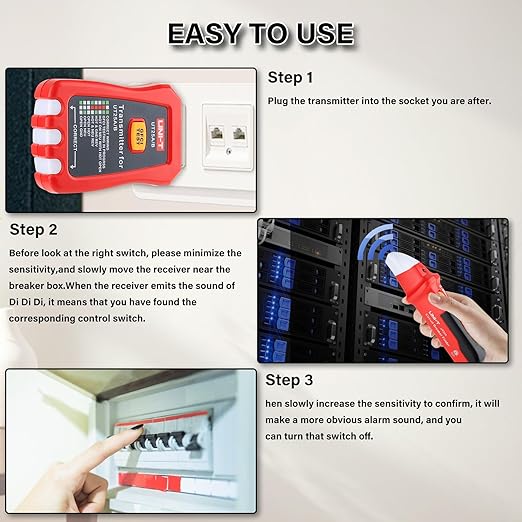 AC Circuit Breaker Finder, Electric Tester with Electrical Integrated GFCI Outlet Tester, Circuit Breaker Finder Tool Kit with Flashing LED Light