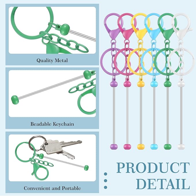 Tondiamo 24 Pcs Beadable Keychain Bars Bulk Beads - Image 4