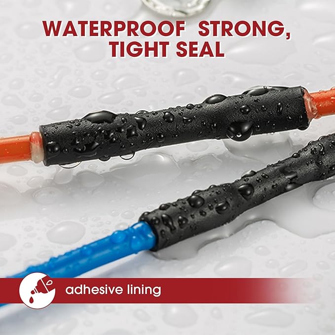Heat Shrink Tubing 4:1 Dual Wall Adhesive Liner Wires Cable Wraps Connection Protection (Black, 1/2"-18ft)