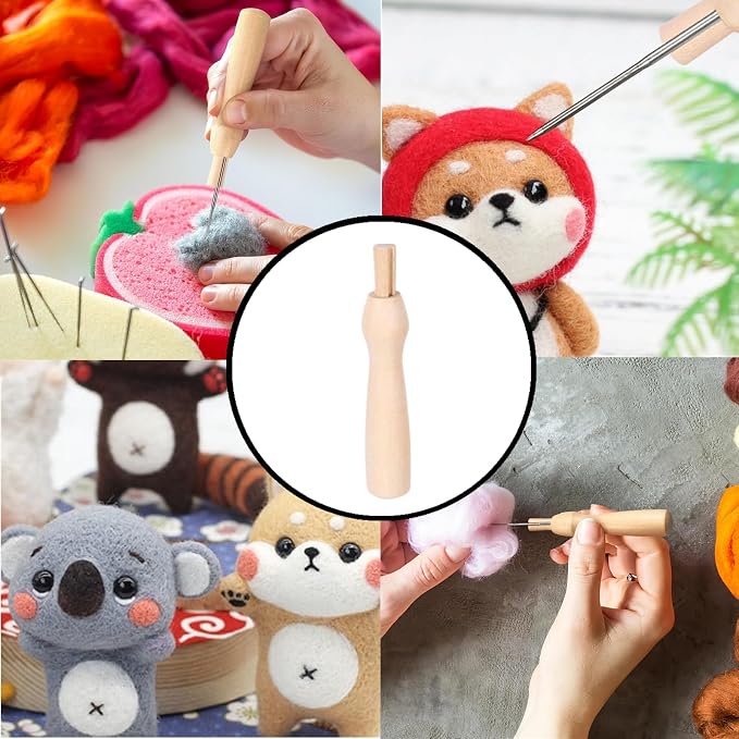 10 PCS Wooden Poking Felting Needle Pen Needle Felting Tools Punch Needle - Image 6