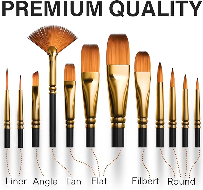 Professional Artist Paint Brush Set of 12 - Image 5