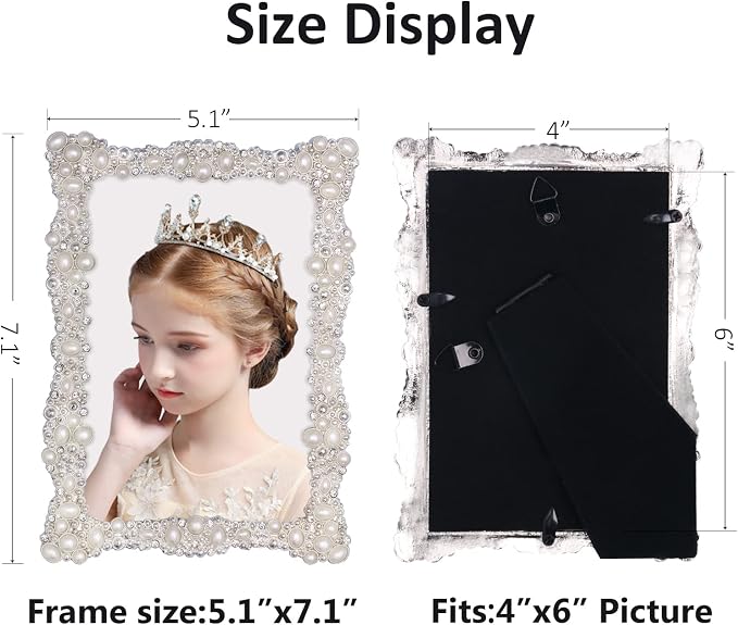 DIKAR 4x6 Picture Frame with Rhinestones and Pearls - Image 3