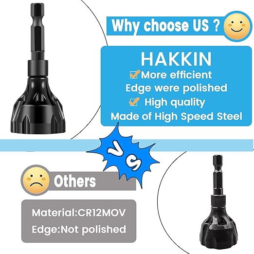 Hakkin 2Pcs Tungsten Carbide Deburring Chamfer Tool Drill Bit, Remove Burr Tools for Damaged Metal Steel Screws Bolts and Fasteners, Quick Release Hex Shank Fit for 1/8"-3/4"(3mm-20mm)