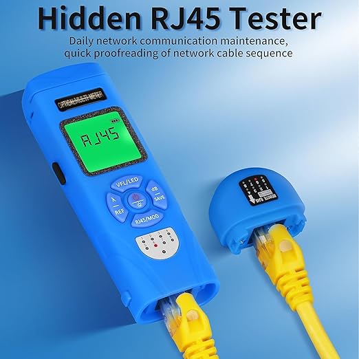 Rechargeable Optical Power Meter L-C70-50km mini Fiber Cable Tester Suitable for SC/FC/ST/LC Interface 4-in-1 Function Built-in 50km Visual Fault Locator RJ45 Network Testing with 1 FC-LC Adapter