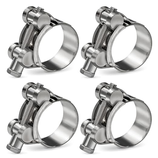 AKIHISA 4 Pack 48-51mm ID Range T-Bolt Hose Clamp,304 Stainless Steel Heavy Duty Pipe Strap Clamp