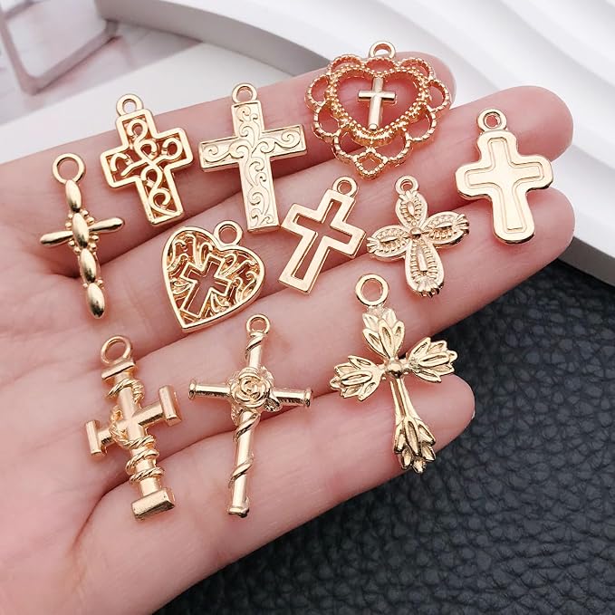 WOCRAFT 60pcs KC Gold Cross Bracelet Charms - Image 2