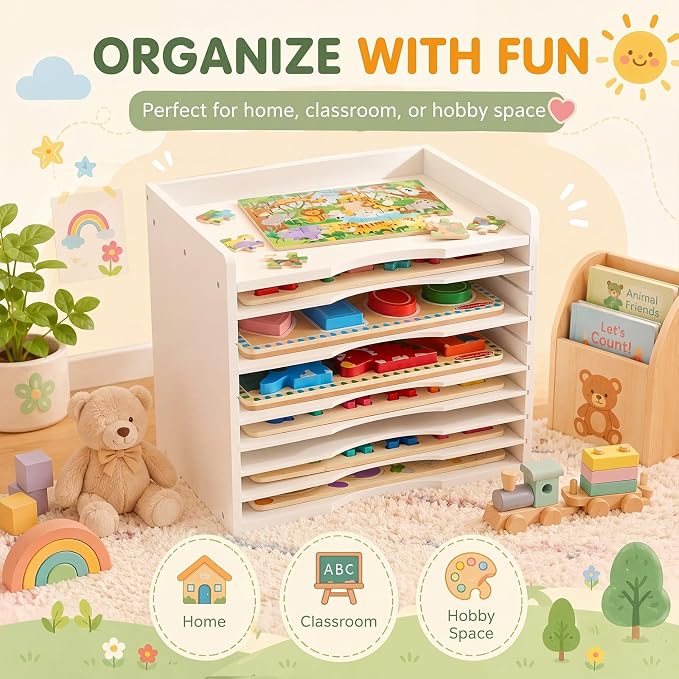 Ripeng White Bamboo Puzzle Holder Rack - Image 4
