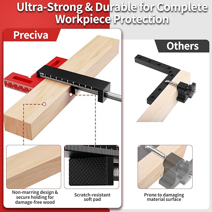 Preciva Corner Clamp for Woodworking, 90 Degree Right Angle Clamp, Aluminum Alloy Positioning Squares for Picture Frames, Cabinets, Drawers Boxes