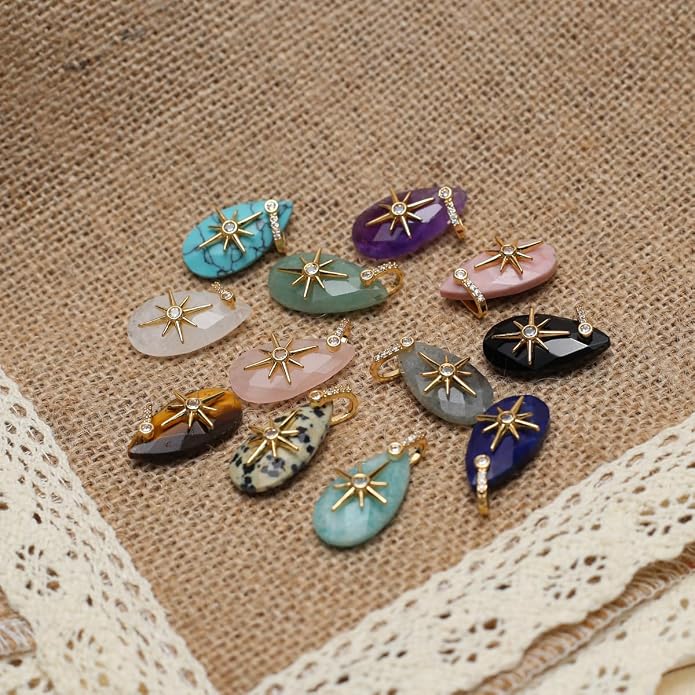 LE SKY Natural Stone Pendants Healing Crystal Gemstones - Image 5