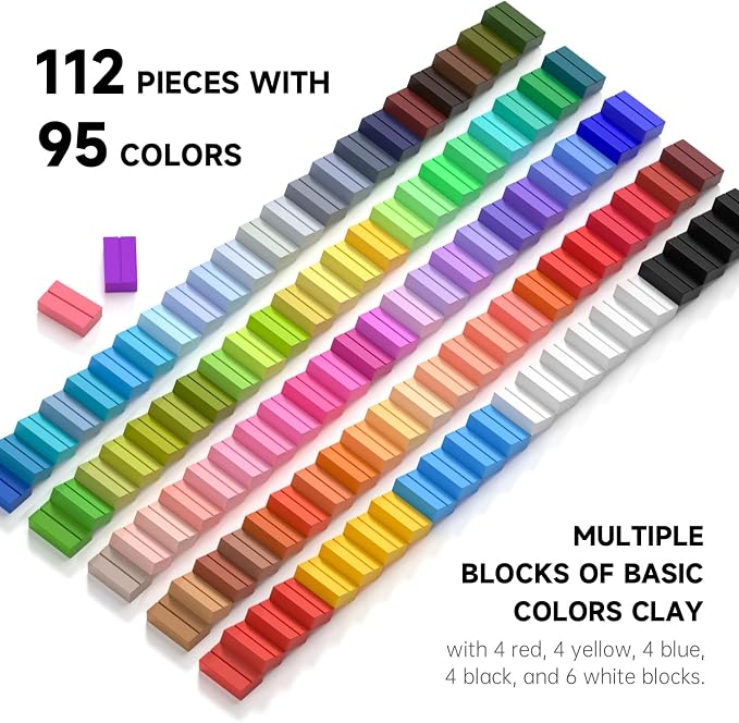 Shuttle Art 117 PCS Polymer Clay Kit, 95 Unique Colors & Extra Basic Colors - Image 2