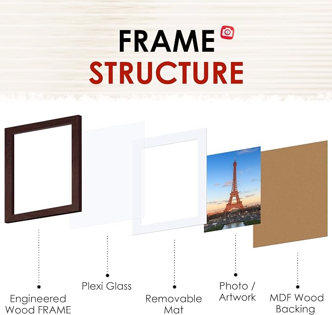 FIXSMITH Brown 8x10 Picture Frame Set of 2, Collage - Image 3