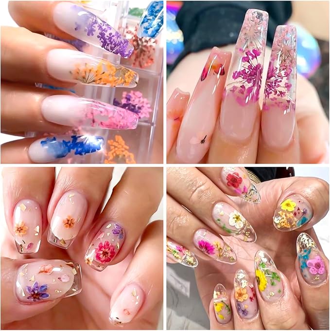 Dried Flowers for Nails, 8 Boxes 3D Dried Flowers Nail Art Stickers Decals - Image 7