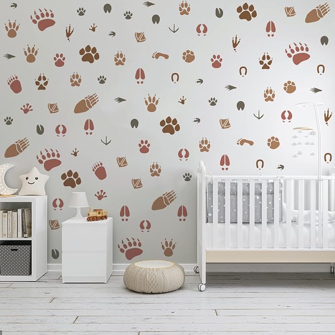INFUNLY Paw Print Stencils for Painting 11.8" Animal Footprint Wall Stencil - Image 5