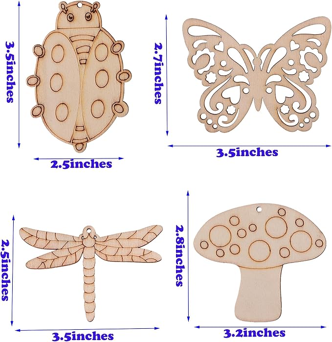 90PCS Unfinished Blank Wooden Cutouts Craft - Image 3