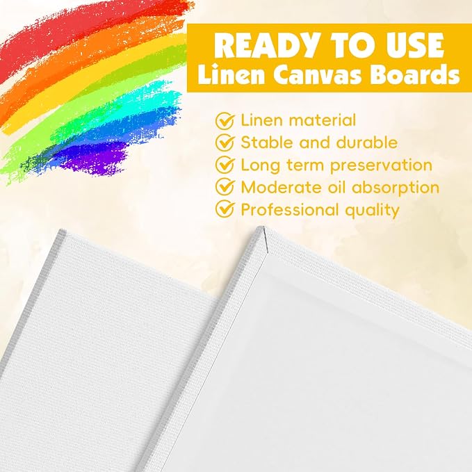 ESRICH Professional Linen Canvas Panels 12x16, 5 Pack Linen Canvas - Image 3