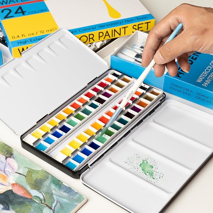MEEDEN Empty Watercolor Tin Palette: Portable Watercolor Palette Paint Case - Image 6