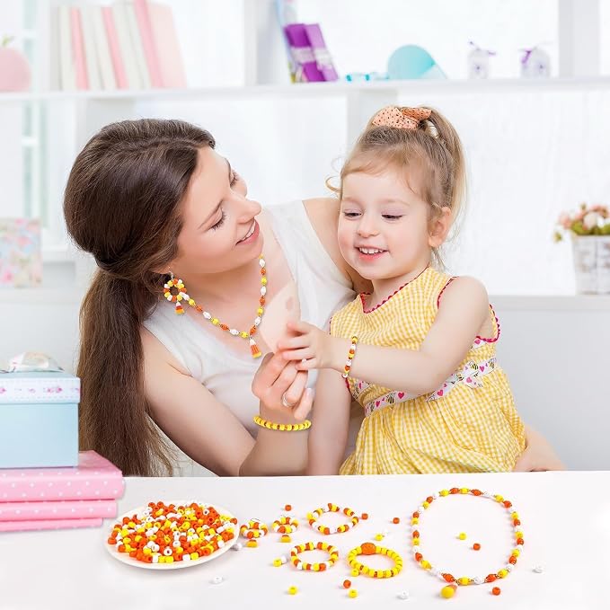 UPINS 1200Pcs Yellow Orange Pony Beads, Halloween Fall Autumn Color Beads - Image 6