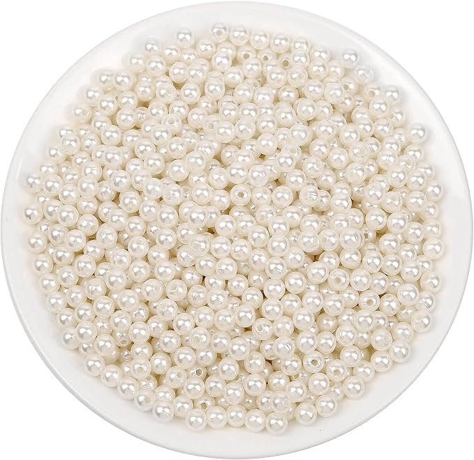 anezus Pearl Beads for Craft, 6 mm Small Sew on Pearl Beads by anezus