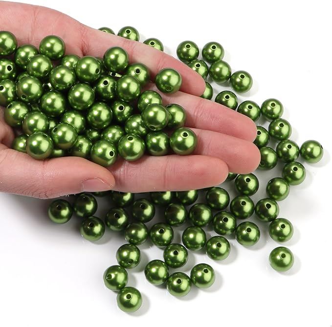 150pcs Green 12mm Pearl Beads by chuyau