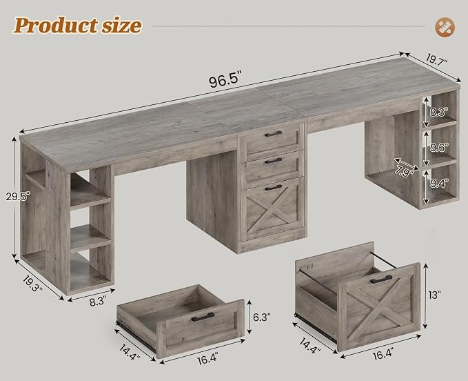 SEDETA Farmhouse 96.5" Computer Desk - Image 2