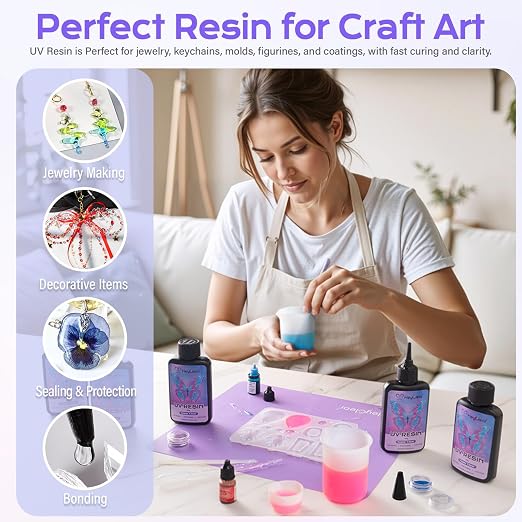HeyClear 300g UV Resin kit Super Clear, Low Odor, Premixed UV Epoxy Resin Glue - Image 4