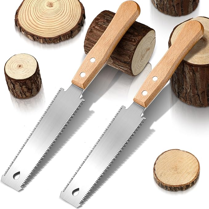 Gisafai 2 Pcs 6 Inch Small Woodworking Hand Saw Japanese Flush Cut Flexible Double Edge Tpi 17/14 Pull Woodworking Saw for Craft Mini Wood Handle Garden Trim for Hardwoods Softwoods DIY