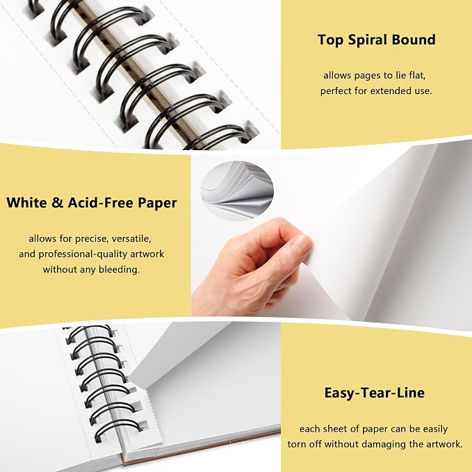 WINNER 9" x 12" Sketch Book 4 Pack, 400 Sheets Spiral Bound Art Sketchbook - Image 3