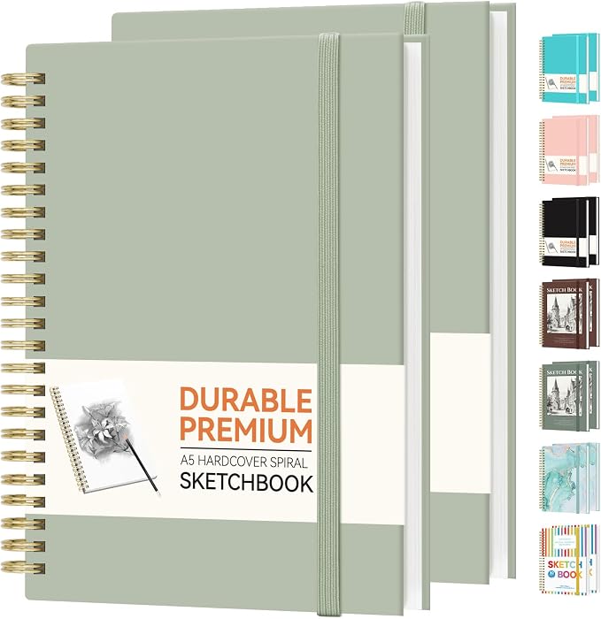 Forvencer 2 Pack Blank Spiral Notebook, 100GSM Thick Paper, Art Sketchbook by Forvencer
