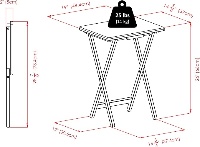 Winsome Alex Set of 2 Foldable Snack Tables, Living Room TV Dining, Work From - Image 3