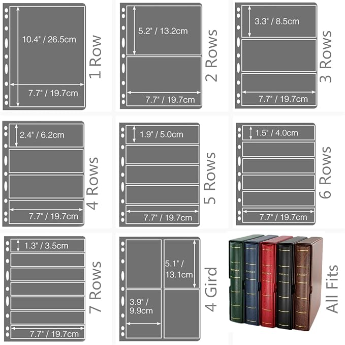 MUDOR Stamp Pages for Stamp Collection Album Binder Book, 10 Sheet 5 Rows | - Image 8