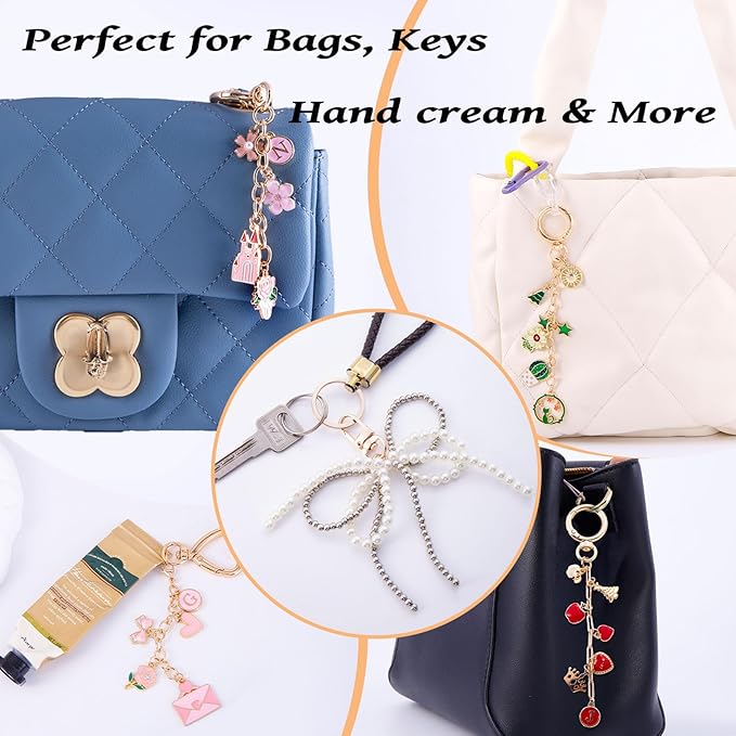 Wurosi 325Pcs Charms Lip Gloss Keychain Making Kit, Including 20 Keychain Clips - Image 4