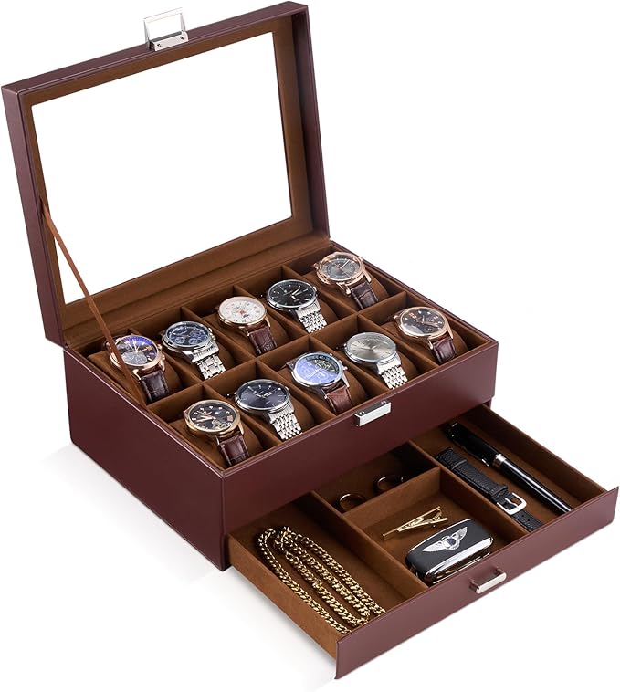 ProCase Watch Box, 10 Slot Watches Display Case by ProCase