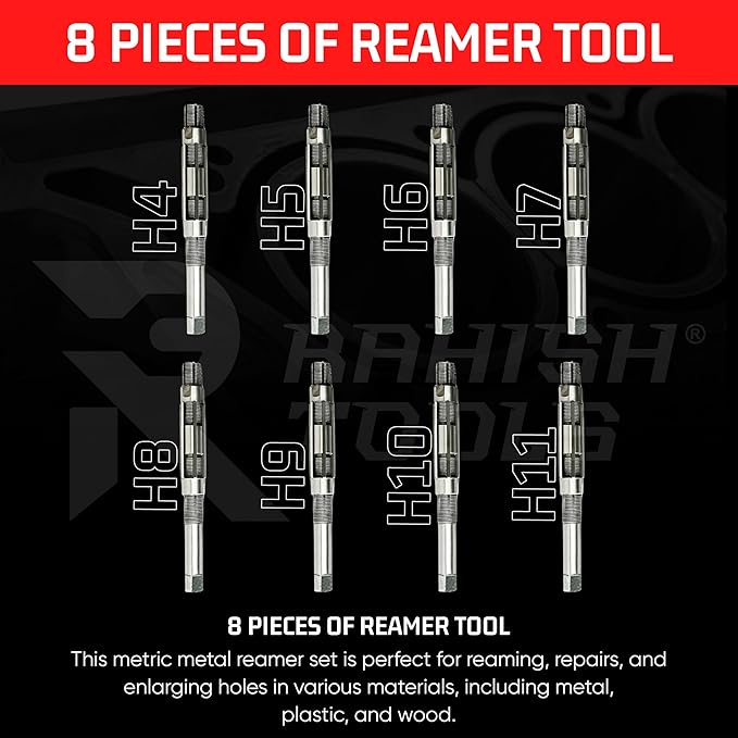 Adjustable Hand Reamer Tool H4 to H11 Sizes - 15/32" to 1-1/16” Reaming Tool for Precise Hole Finishing with Carbon Steel Blades - Hand Tools Reamers for Metal & Wood - 11.90mm - 26.98mm