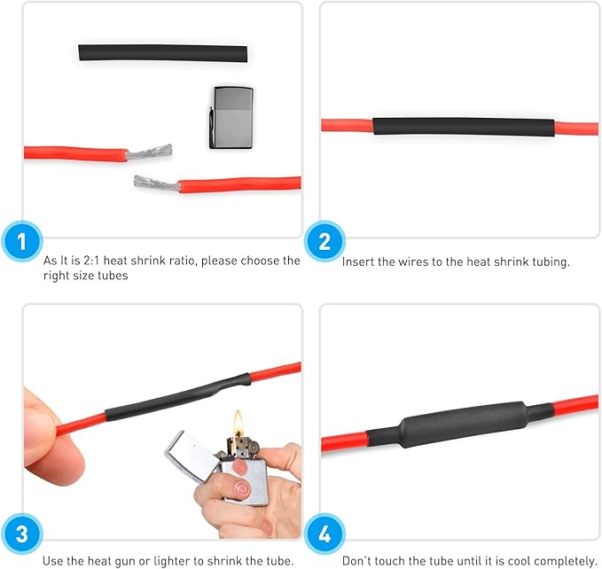 Nilight Heat Shrink 2:1 Electric Insulation Tube Kit 45mm Flame Retardant Wrap Cable Sleeve 270pcs 5 Colors 12 Sizes with Storage Box，2 Years Warranty