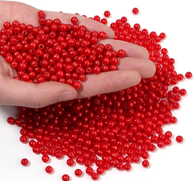 1000pcs Red 6mm Pearl Beads by chuyau