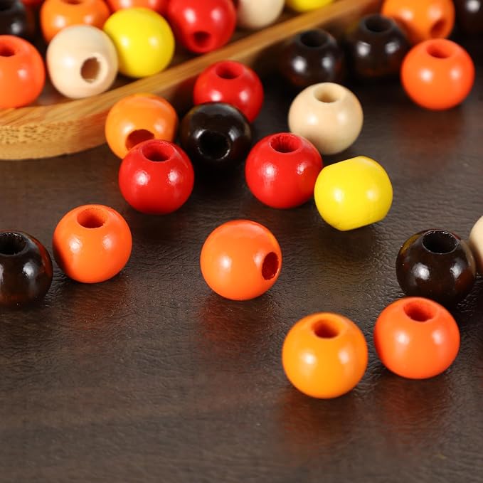 240pcs 16mm Wooden Beads Fall Wood Beads 6 Colors Hole:6mm Round Spacer Beads - Image 5