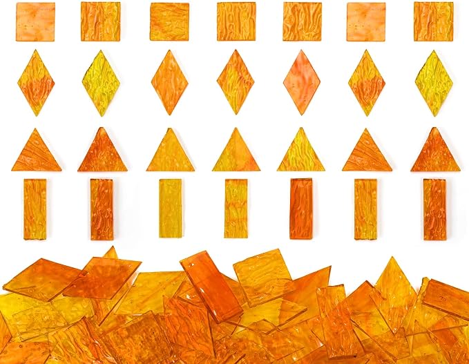Large Textured Transparent Glass Mosaic Tiles, 200G Vibrant 4 Shapes Stained - Image 2