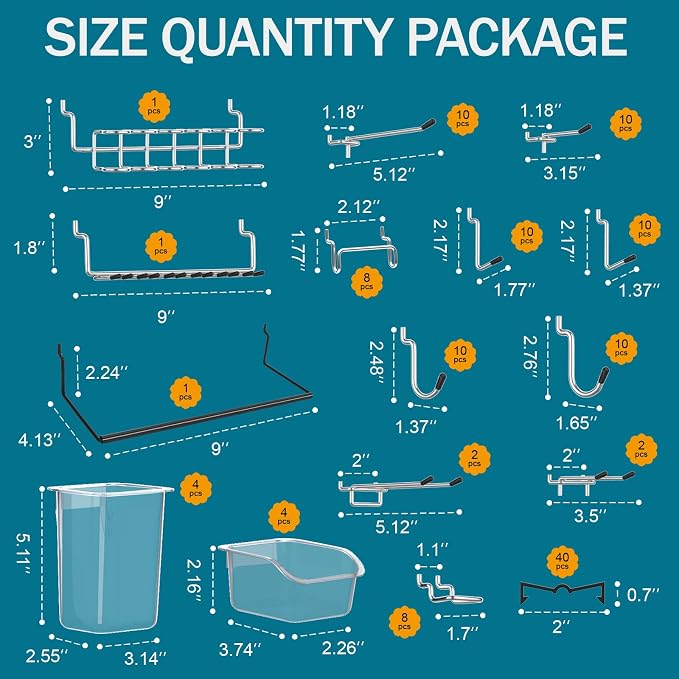 Peg Board Kit, Includes Pegboard and Accessories, - Image 3