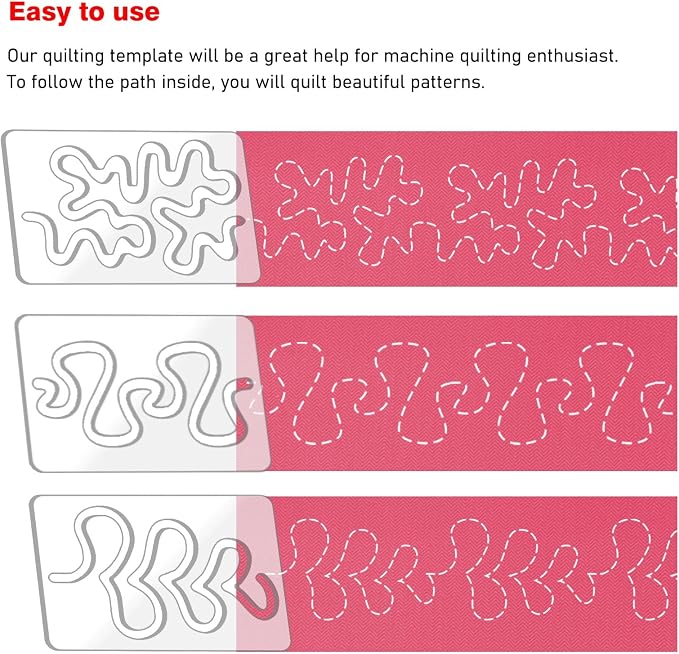 Kapyoo 3Pcs Free Motion Quilting Rulers and Templates Set Quilting Templates - Image 6
