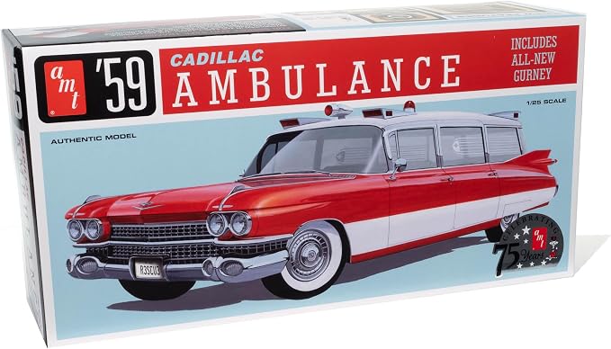 AMT 1959 Cadillac Ambulance w/Gurney 1:25 Scale Model Kit by AMT