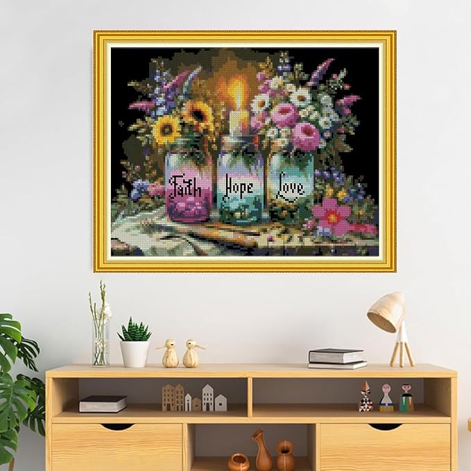 MYBISYMQQ Faith, Love Cross Stitch Kits, Stamped Cross Stitch Kit - Image 6
