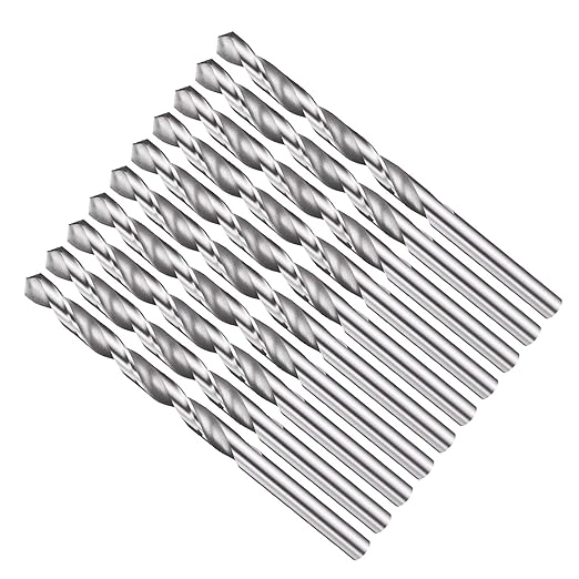 Drill Bit, 5.2mm Cutting Diameter, 4241 HSS 118° Cutting Angle Uncoated Bright Versatile Jobber Bits - (Applications: for Drilling Plastic Wood Soft Metal), 10-Pieces