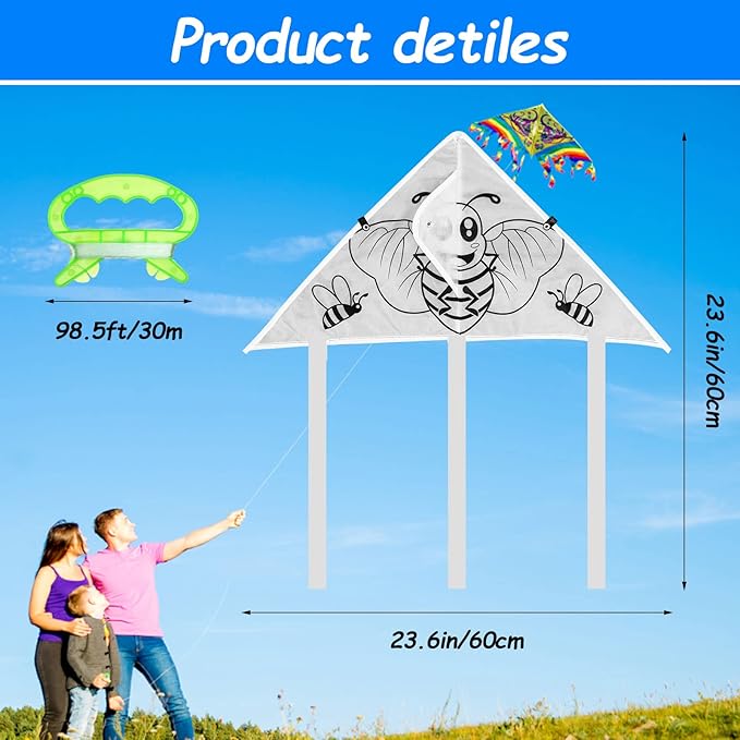 20 Pack DIY Coloring Kite Kit for Kids Pre-Printed Cartoon Animal Pattern Kites - Image 2