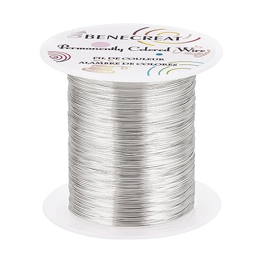 BENECREAT 28 Gauge 164 Yards Tarnish Resistant Silver Wire Jewelry Beading Wire by BENECREAT