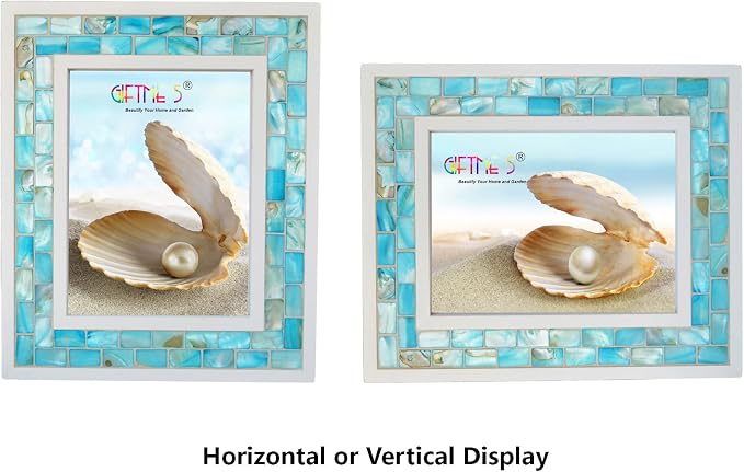 Beach Picture Frame 6x8, Mother of Pearl Photo Frame, Mosaic Glass 6 by 8 - Image 2